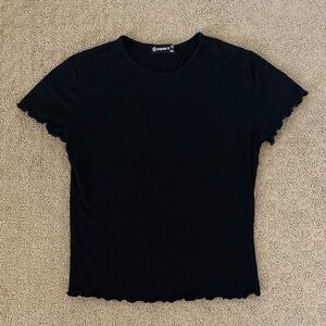 Junior’s Medium Black Ribbed Tee